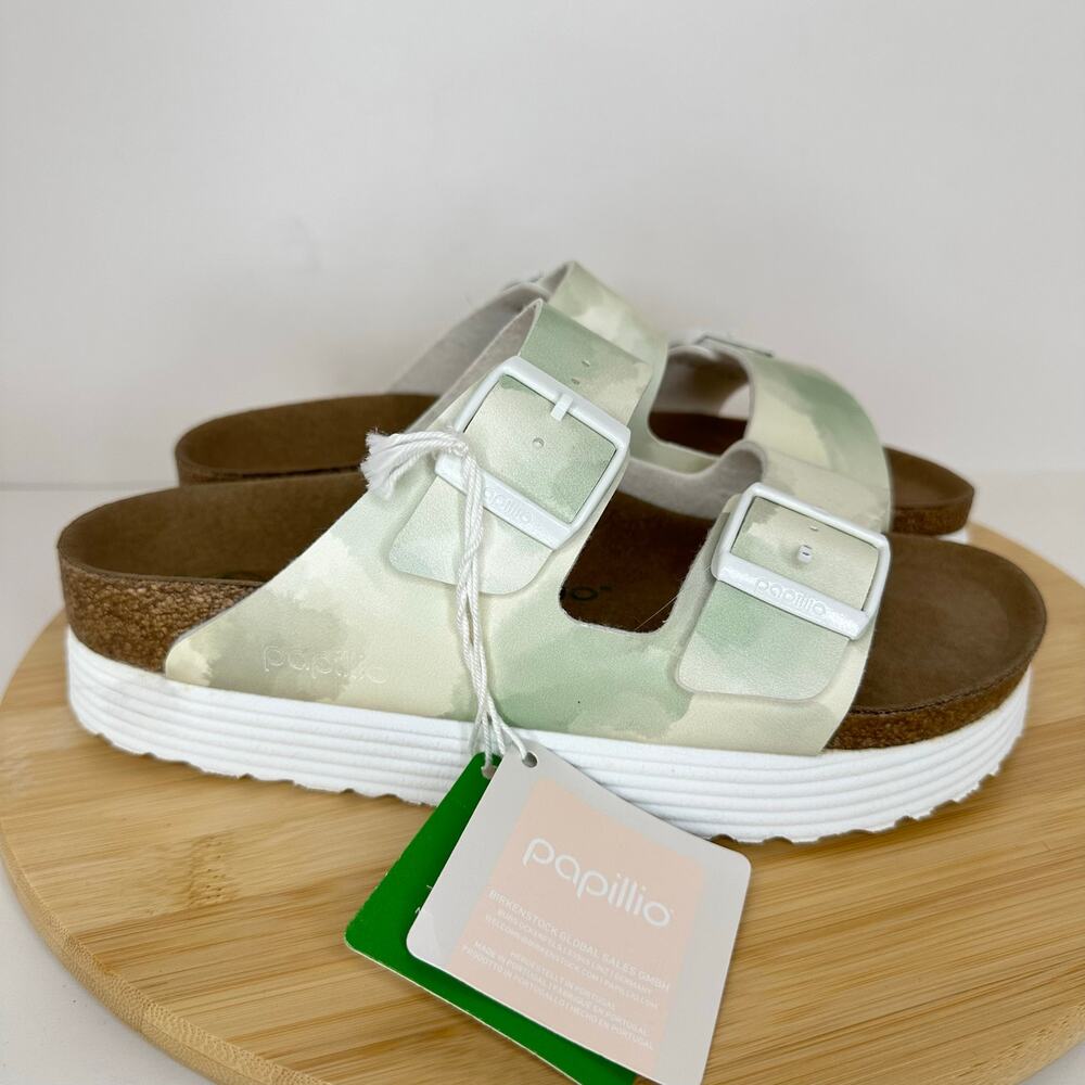 Birkenstock Papillio Arizon Platform Sandals Watercolor Khaki EU 38 US 7/7.5 NWT